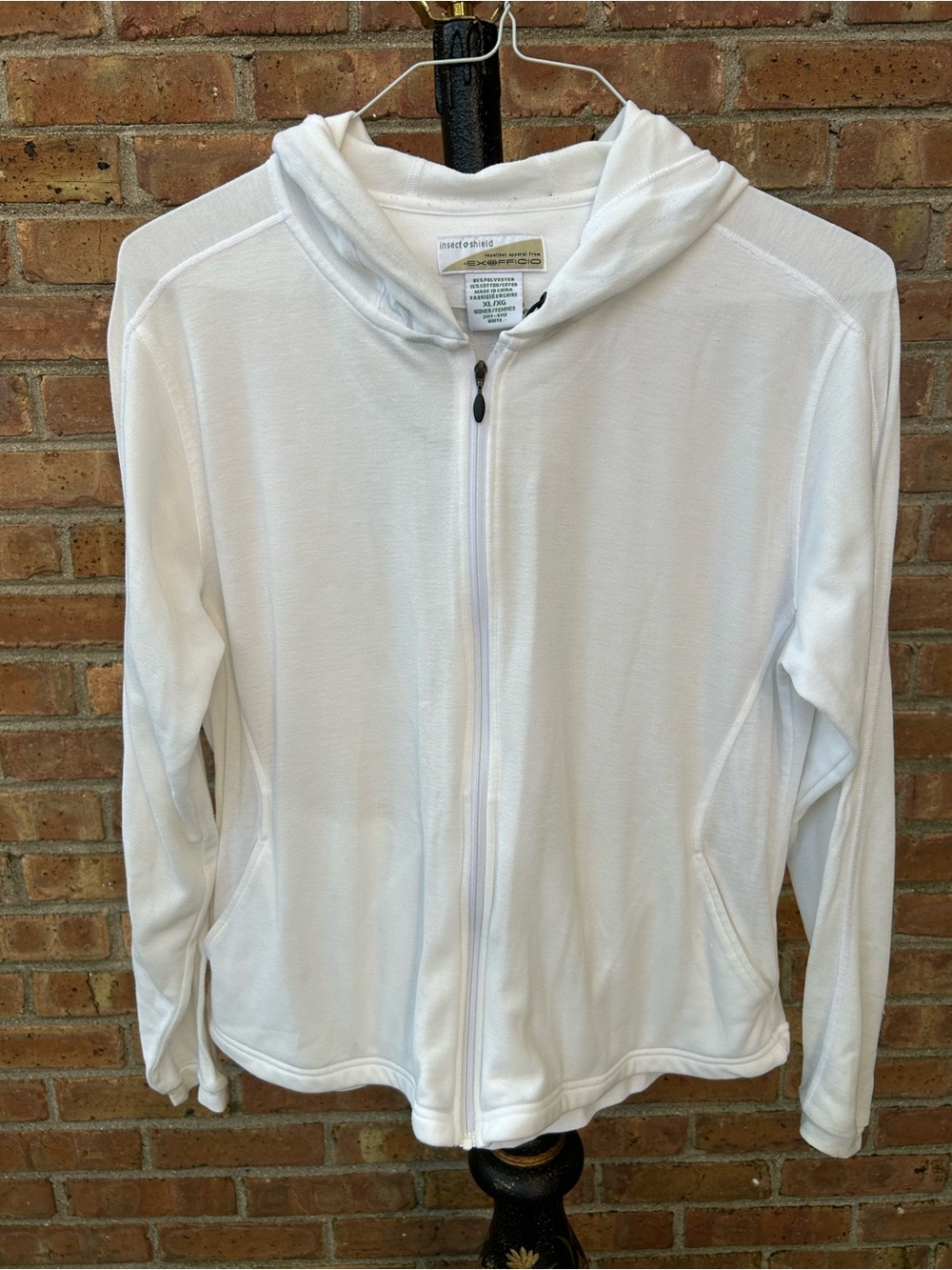 Exofficio White Full-Zip Hooded Jacket